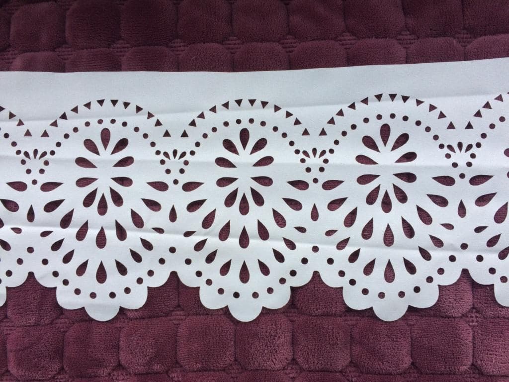 White color fabric laser cutting